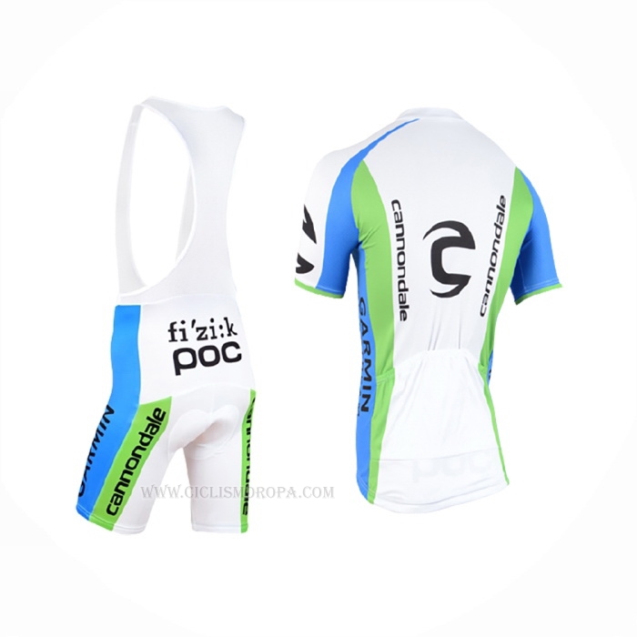 2015 Ropa Ciclismo Cannondale Verde Blanco Mangas Corta y Culotte Corto